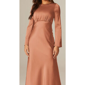 AW BRIDAL 18 2X plus raw sienna copper satin Ginevra bridesmaid maxi dress B170